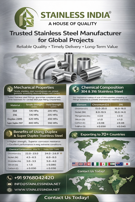 SS 347H 180° SR Elbow